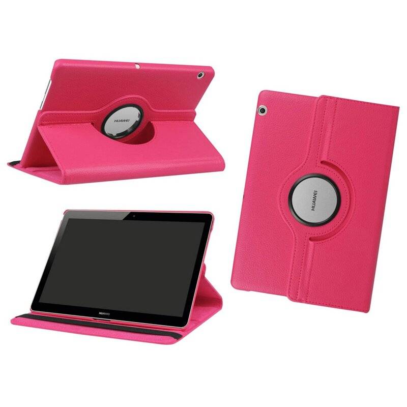 360 Schutz Tablet Cover für HUAWEI MEDIAPAD T3 9.6 ZOLL Tasche Hülle Tabletschale Bumper Case Etui Rotierbar mit Ständer Pink