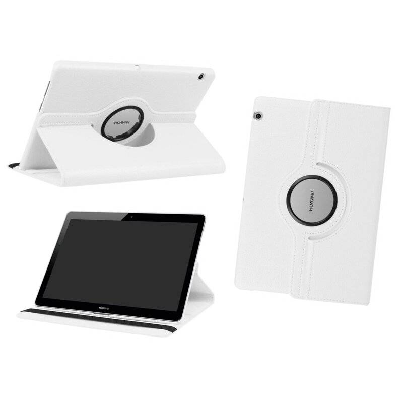 360 Schutz Tablet Cover für HUAWEI MEDIAPAD T3 9.6 ZOLL Tasche Hülle Tabletschale Bumper Case Etui Rotierbar mit Ständer Weiß