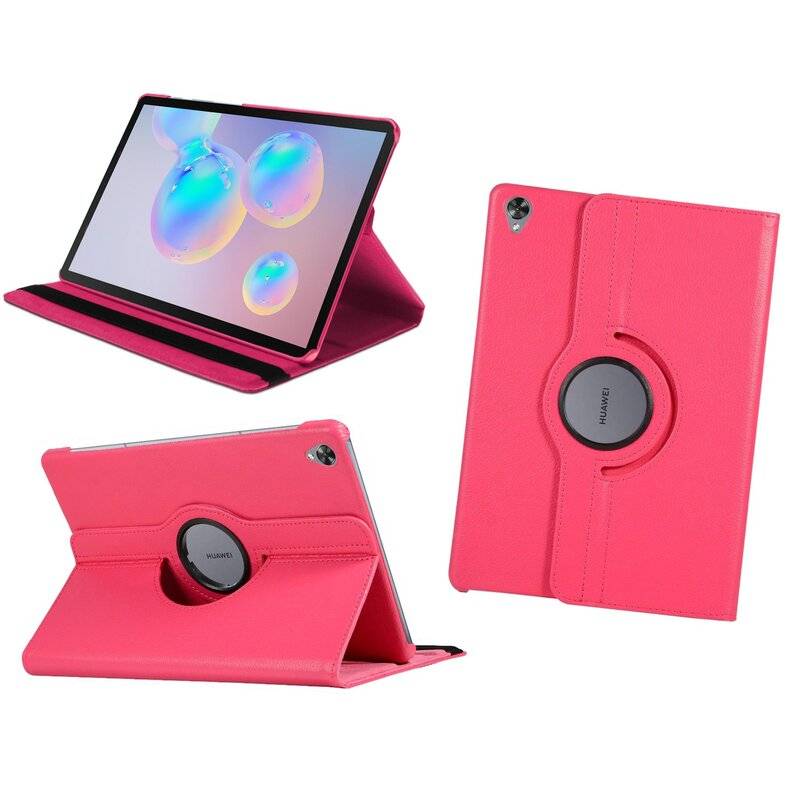 360 Schutz Tablet Cover für HUAWEI MEDIAPAD M6 8.4 ZOLL Tasche Hülle Tabletschale Bumper Case Etui Rotierbar mit Ständer Pink