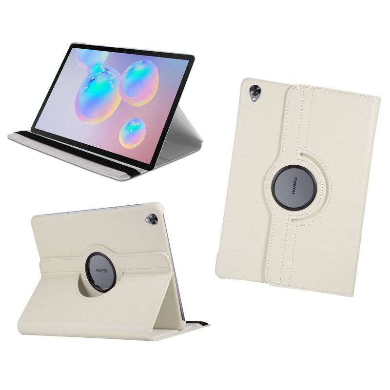 360 Schutz Tablet Cover für HUAWEI MEDIAPAD M6 8.4 ZOLL Tasche Hülle Tabletschale Bumper Case Etui Rotierbar mit Ständer Weiß