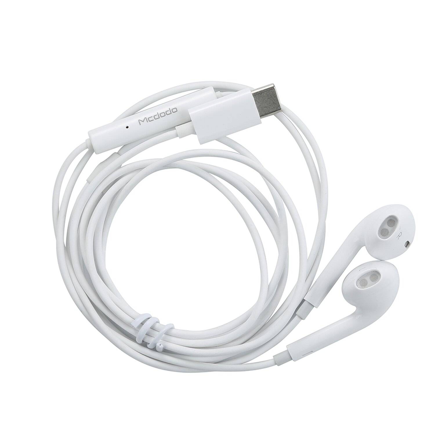 Mcdodo HP-6070 In Ear Kopfhörer Stereo Headset USB-C TYP-C mit Mikrofon kompatibel mit Xiaomi Huawei ZTE Oppo Weiß