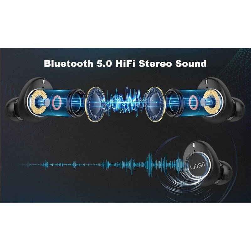 UiiSii Bluetooth Kopfhörer Kabellos Headset Ohrhörer 5.0 IPX5 Wasserdicht Stereo Set UiiSii TWS60 Schwarz