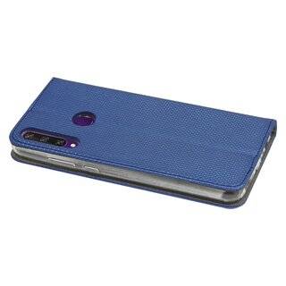 Buch Tasche "Smart" kompatibel mit HUAWEI Y6P Handy Hülle Etui Brieftasche Schutzhülle mit Standfunktion, Kartenfach Blau