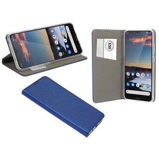 Buch Tasche "Smart" kompatibel mit NOKIA 5.3 Handy Hülle Etui Brieftasche Schutzhülle mit Standfunktion, Kartenfach Blau