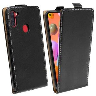 Flip Case kompatibel mit Samsung Galaxy A11 (A115F) Handy Tasche vertikal aufklappbar Schutzhülle Klapp Hülle Schwarz