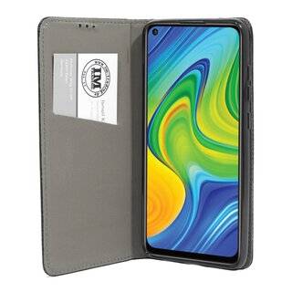 Buch Tasche "Smart" kompatibel mit XIAOMI REDMI NOTE 9 Handy Hülle Etui Brieftasche Schutzhülle mit Standfunktion, Kartenfach Schwarz