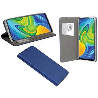 Buch Tasche "Smart" kompatibel mit XIAOMI REDMI NOTE 9 Handy Hülle Etui Brieftasche Schutzhülle mit Standfunktion, Kartenfach Blau