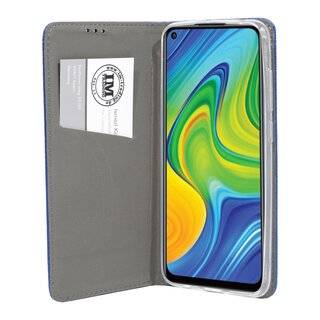Buch Tasche "Smart" kompatibel mit XIAOMI REDMI NOTE 9 Handy Hülle Etui Brieftasche Schutzhülle mit Standfunktion, Kartenfach Blau