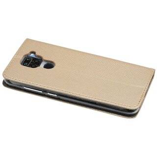 Buch Tasche "Smart" kompatibel mit XIAOMI REDMI NOTE 9 Handy Hülle Etui Brieftasche Schutzhülle mit Standfunktion, Kartenfach Gold