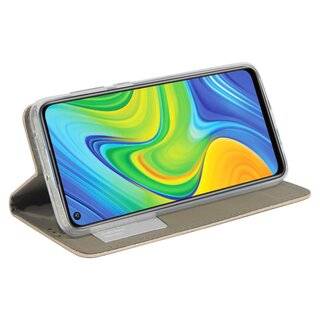 Buch Tasche "Smart" kompatibel mit XIAOMI REDMI NOTE 9 Handy Hülle Etui Brieftasche Schutzhülle mit Standfunktion, Kartenfach Gold