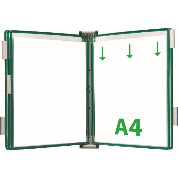 Wandsichttafelsystem A4 lichtgrau inkl. 5 Sichttafeln grün