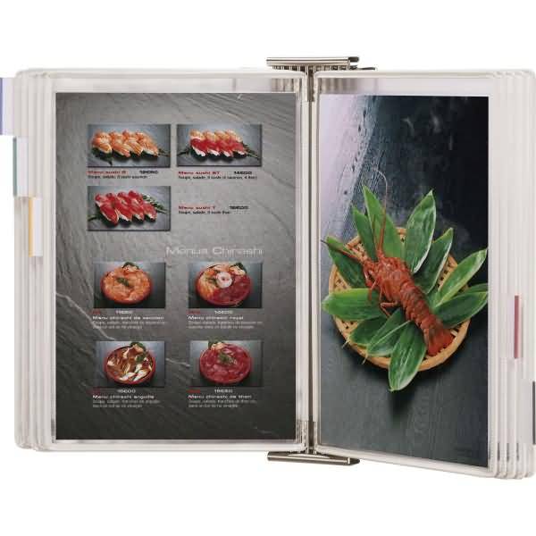 Wandsichttafelsystem Sterifold Edelstahl A4 inkl. 10 Sterifold Sichttafeln weiß