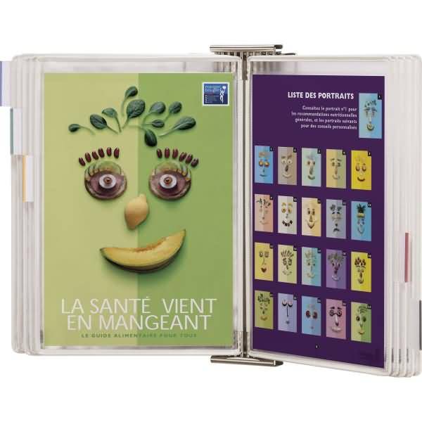 Wandsichttafelsystem Sterifold Edelstahl A4 inkl. 10 Sterifold Sichttafeln weiß