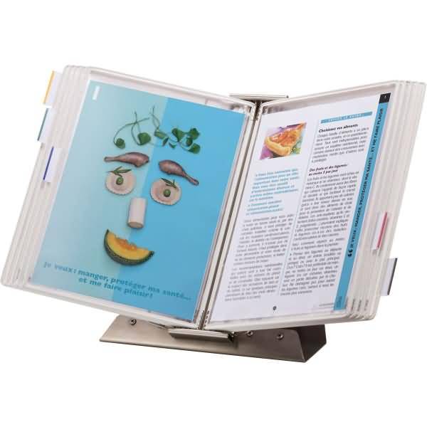 Tisch-Sichttafelständer A4 inkl. 10 Sterifold Sichttafeln weiß