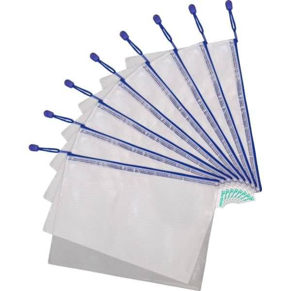 Reißverschlusstasche PVC blau A4 330x240mm VE=8 Stück