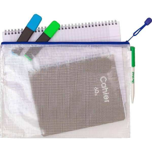 Reißverschlusstasche PVC blau A4 330x240mm VE=8 Stück