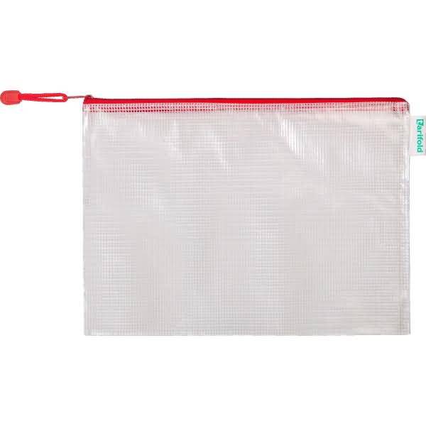 Reißverschlusstasche PVC rot A4 330x240mm VE=8 Stück