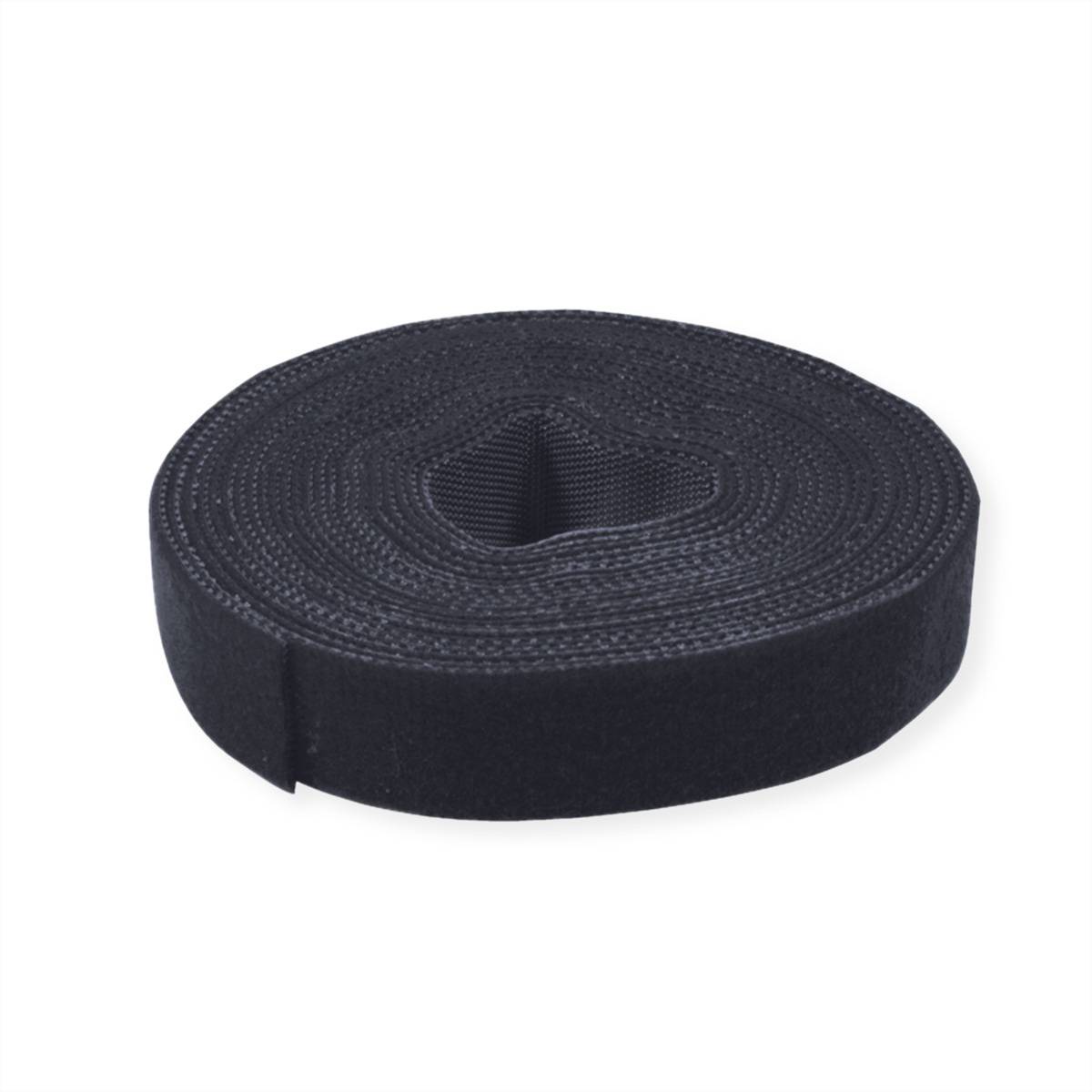 VALUE Klettband auf Rolle, 10mm, schwarz, 25 m