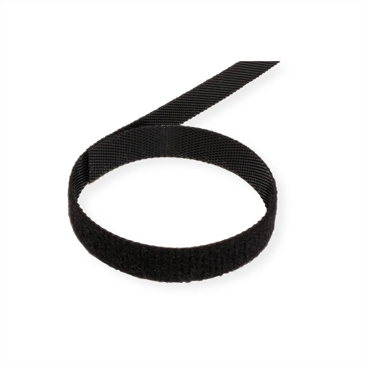 VALUE Klettband auf Rolle, 10mm, schwarz, 25 m