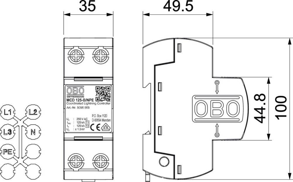 OBO Bettermann Überspannungsableiter MCD 125-B NPE