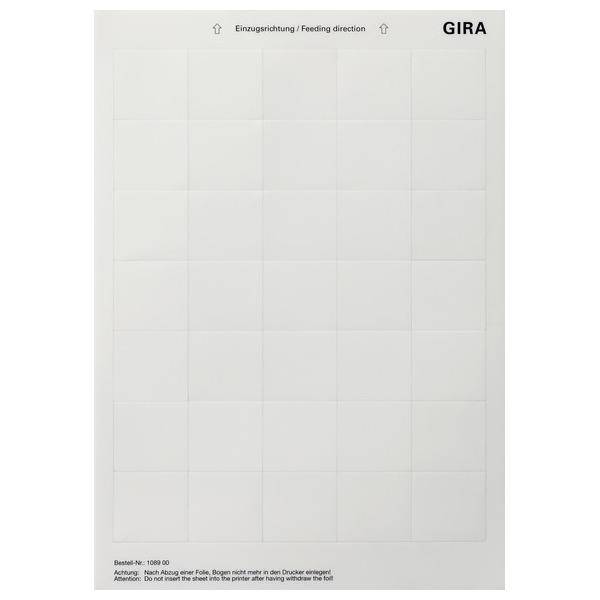 Gira Beschriftungsbogen 108900