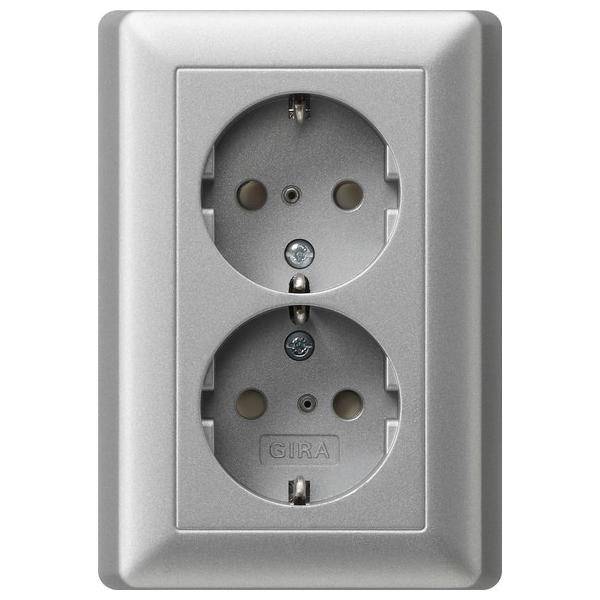 Gira Schuko-Doppelst.dose alu 078326