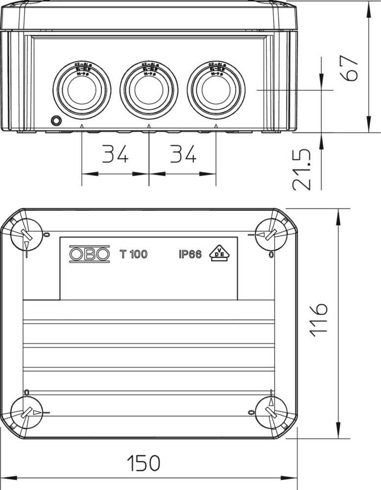 OBO Bettermann Kabelabzweigkasten T 100 RW