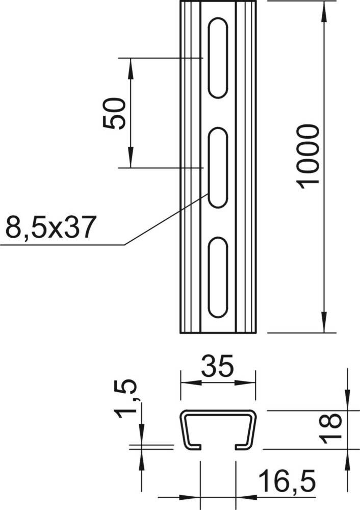 OBO Bettermann Profilschiene AML3518P1000FT