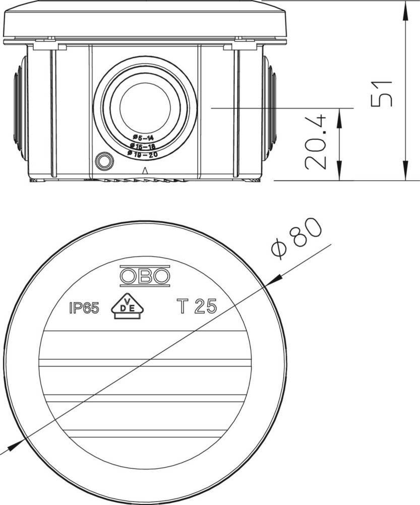 OBO Bettermann Kabelabzweigkasten T 25 F