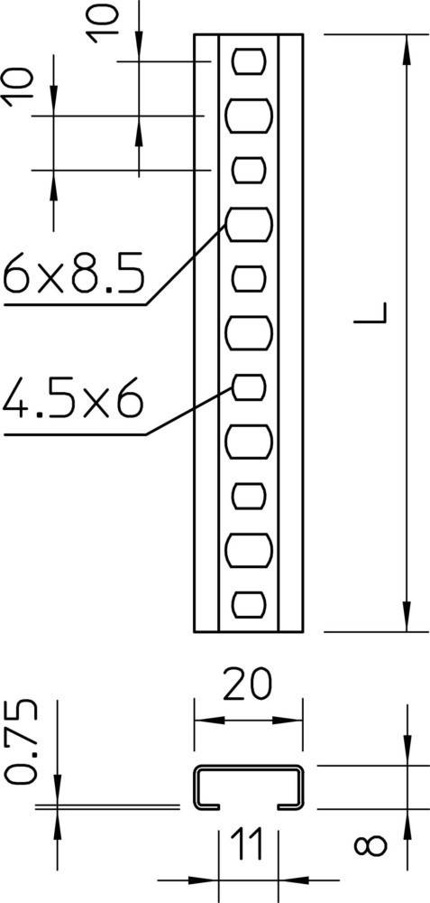 10 Mtr. OBO Bettermann Profilschiene CL2008BP1000FS