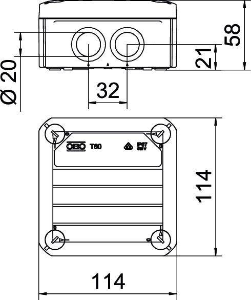 OBO Bettermann Kabelabzweigkasten T 60 M20