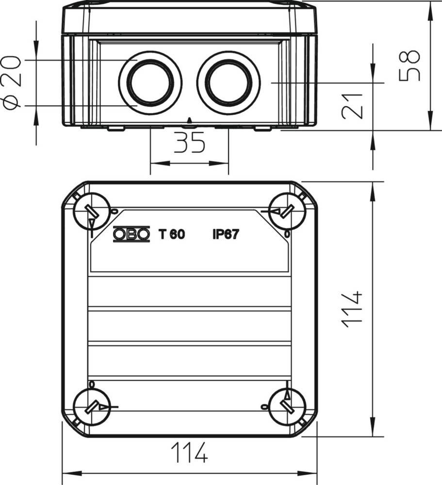 OBO Bettermann Kabelabzweigkasten T 60 M20 KL