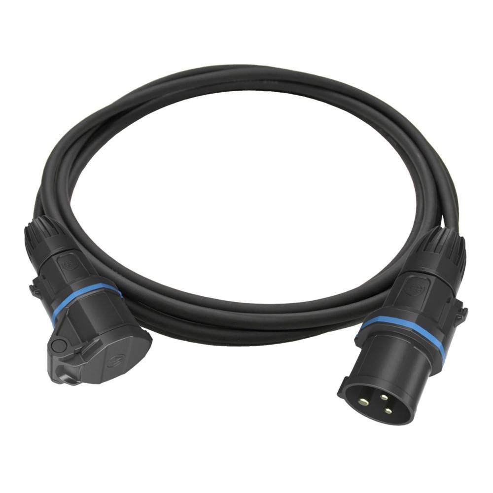 Ein vier Meter langer schwarzer ProCoustic Lautsprecherverlängerungskabel mit 3-poligen XLR-Steckern an beiden Enden, konzipiert für professionelle Audionutzung.