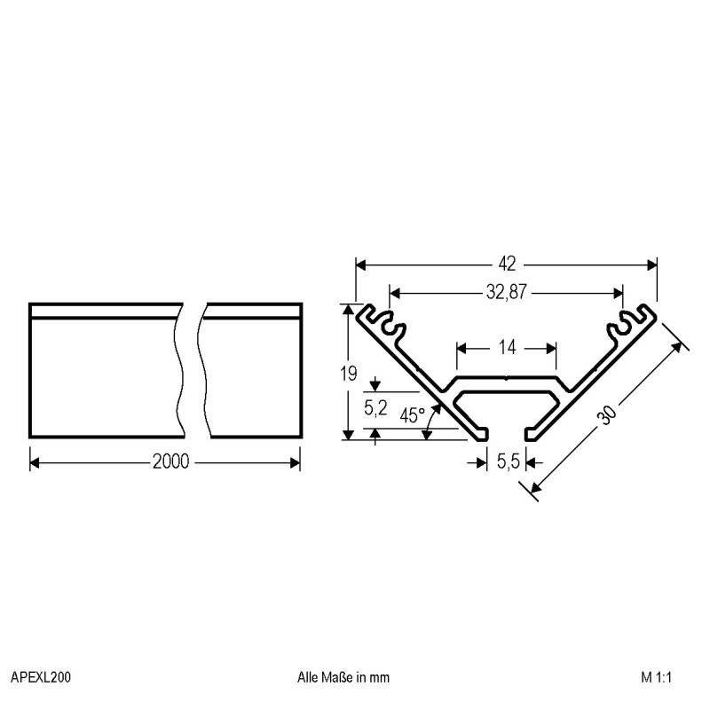 10 Stück EVN Lichttechnik Alu-Profil APEXL200