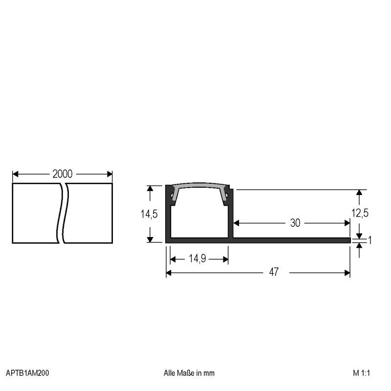 10 Stück EVN Lichttechnik Alu-Profil m. Abdeckung APTB1AM200