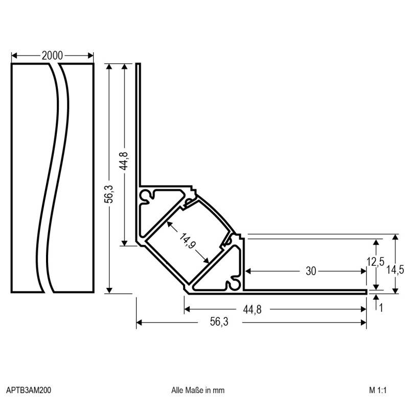 10 Stück EVN Lichttechnik Alu-Profil m. Abdeckung APTB3AM200