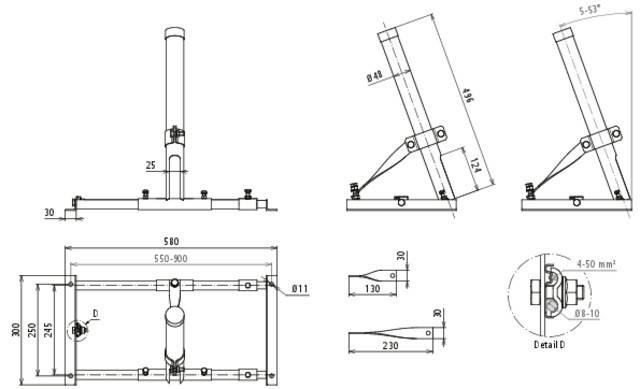 DEHN Metalldachhalter f. Abst. MDH D48 VB550.900 V2