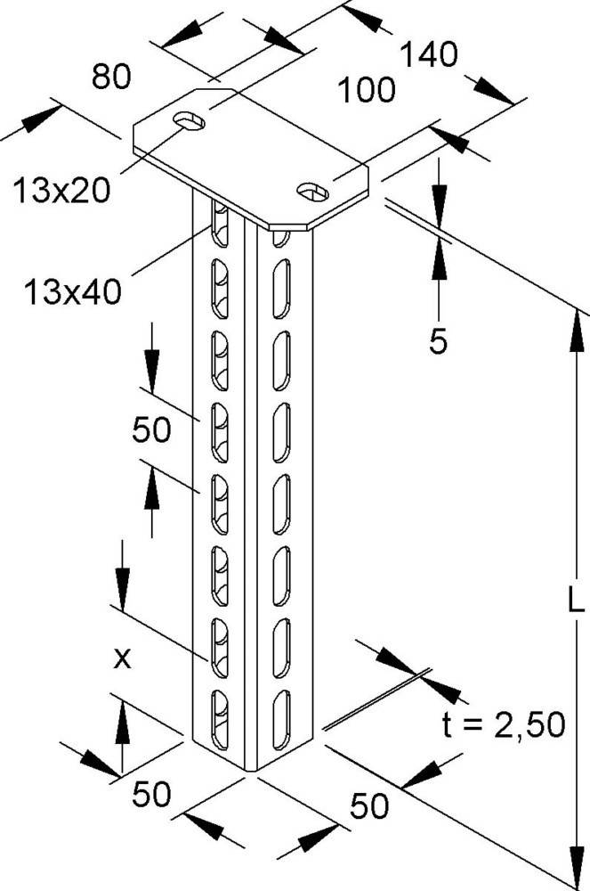 Niedax Hängestiel U-Profil HU 5050/1000 E3