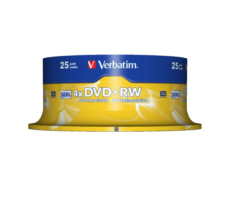 Verbatim - 25 x DVD+RW - 4.7 GB 4x - mattsilber