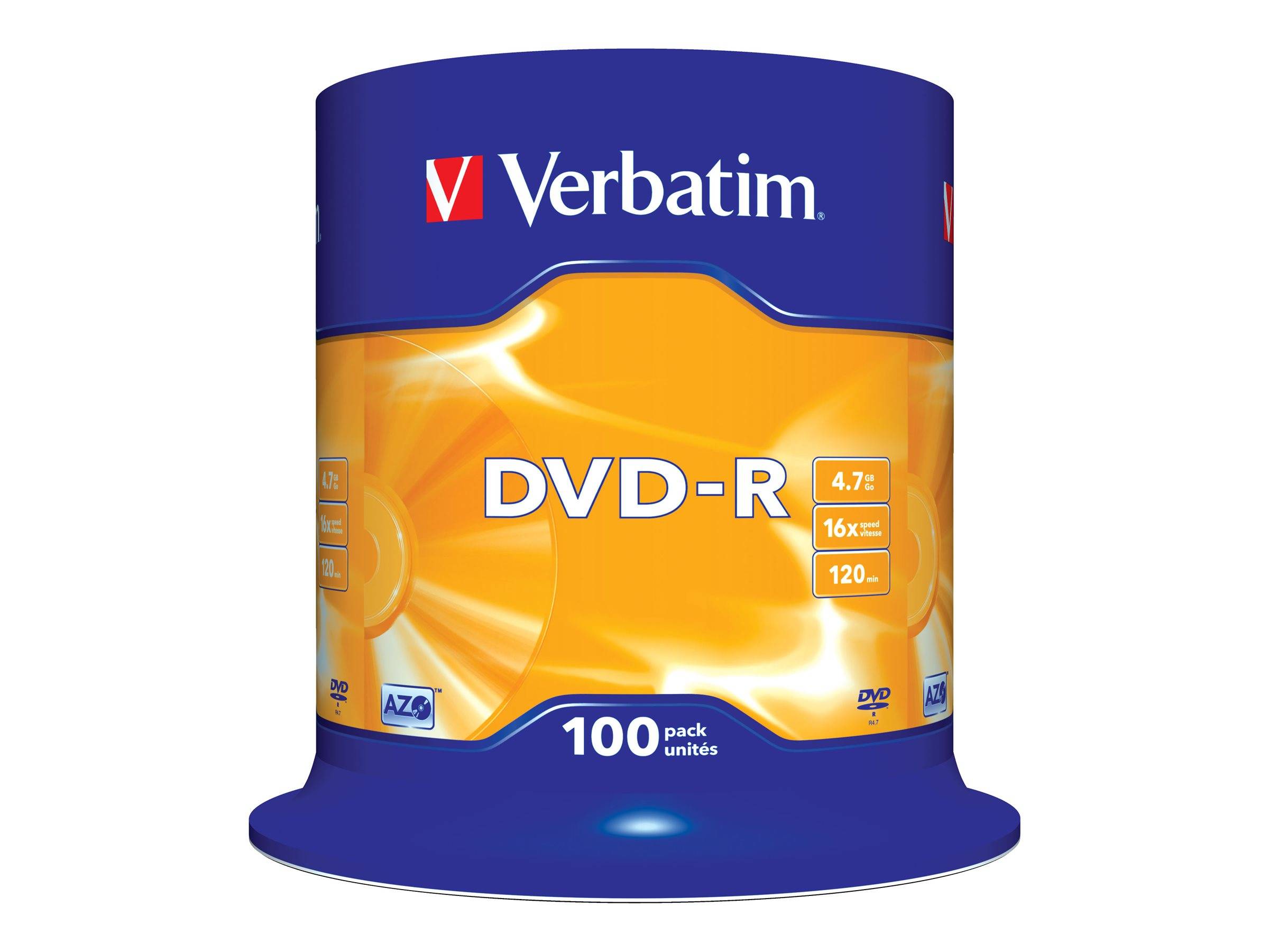 Verbatim - 100 x DVD-R - 4.7 GB 16x - mattsilber