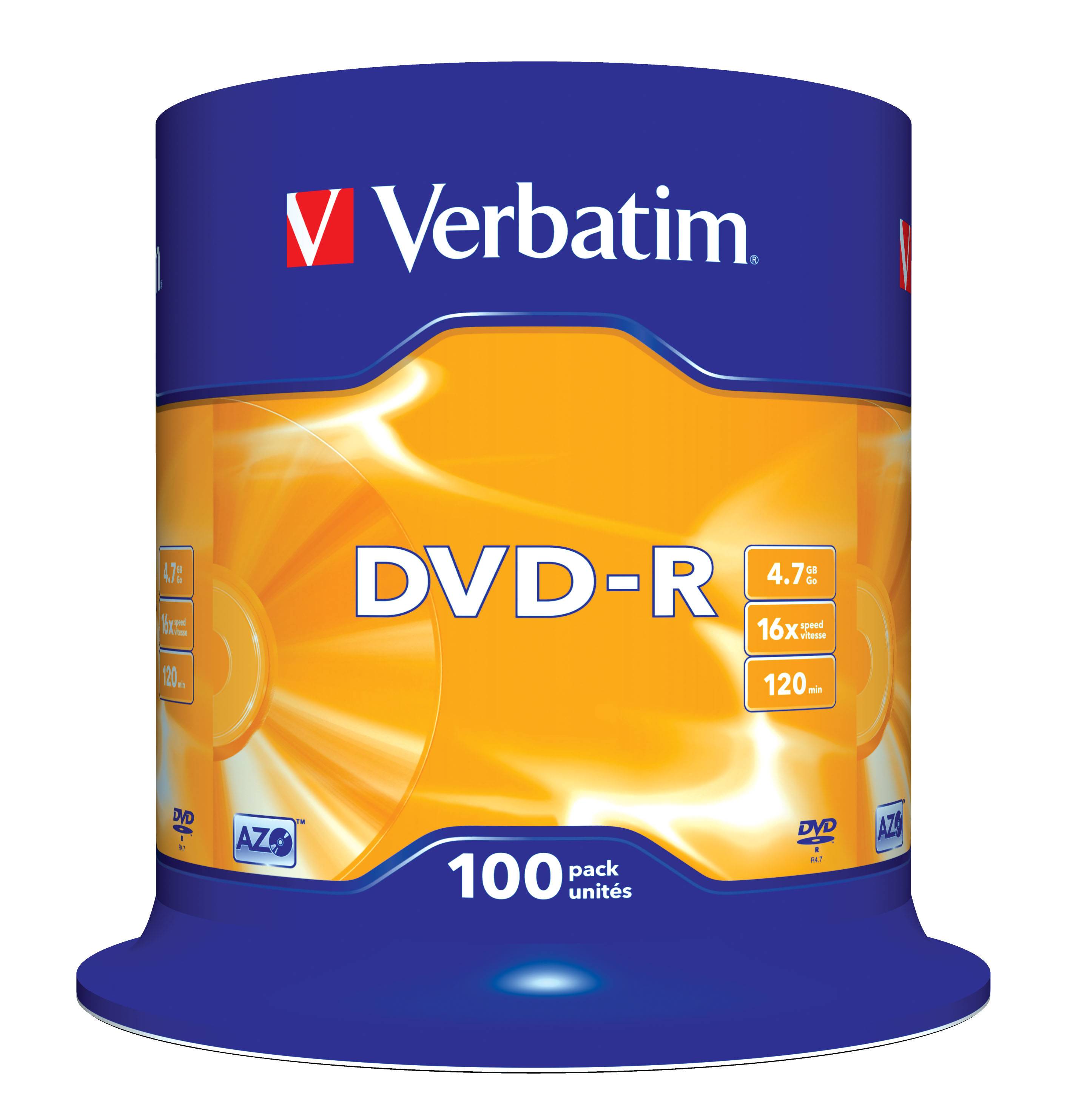 Verbatim - 100 x DVD-R - 4.7 GB 16x - mattsilber