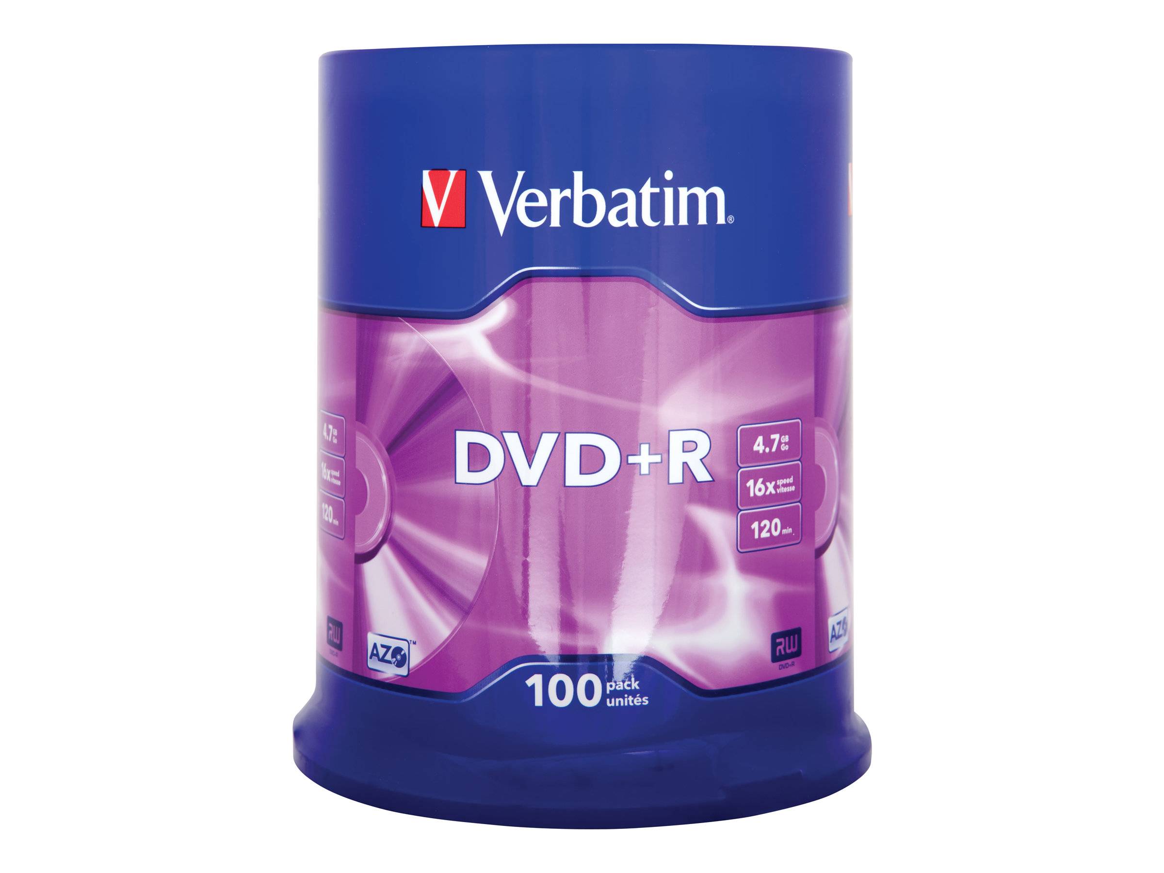 Verbatim - 100 x DVD+R - 4.7 GB 16x - mattsilber
