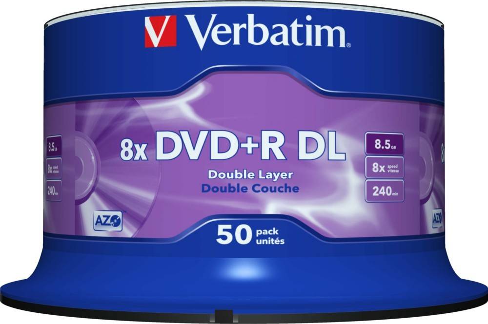 Verbatim DVD+R DL 8.5GB/240Min/8x VERBATIM 43758(VE50)