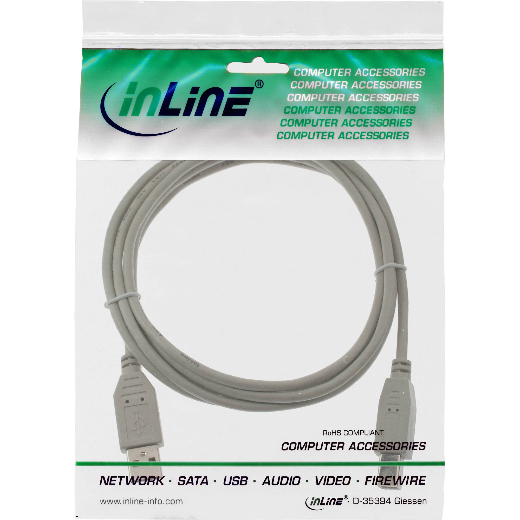 INLINE - USB 2.0 Kabel - A an B - beige - 0,5m