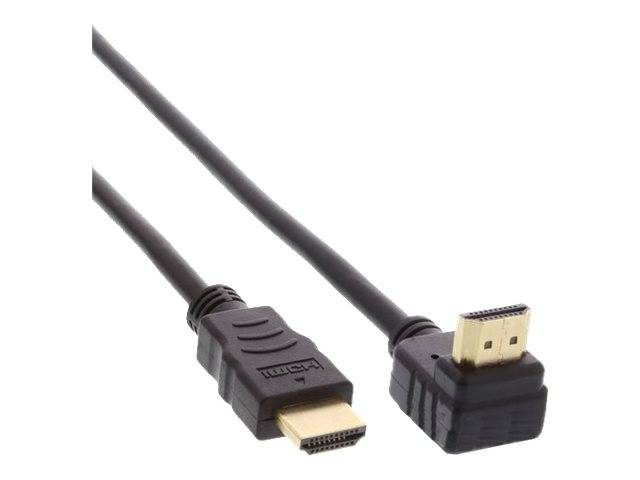 INLINE - HDMI HS Kabel - gewinkelt - mit Eth. - ST / ST - verg. Kont. - schwarz - 1m