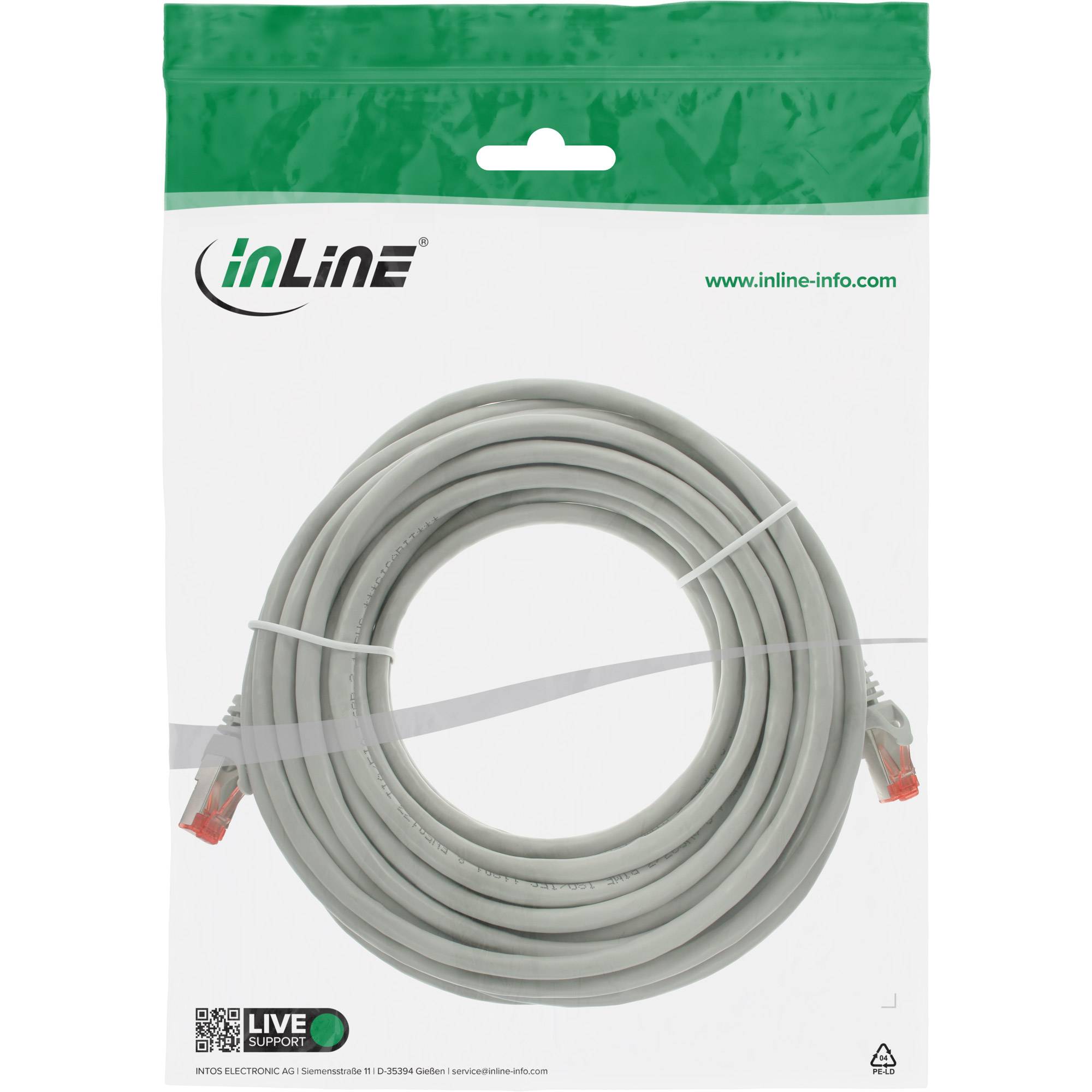 INLINE - Patchkabel - S/FTP (PiMf) - Cat.6 - 250MHz - PVC - Kupfer - grau - 7,5m