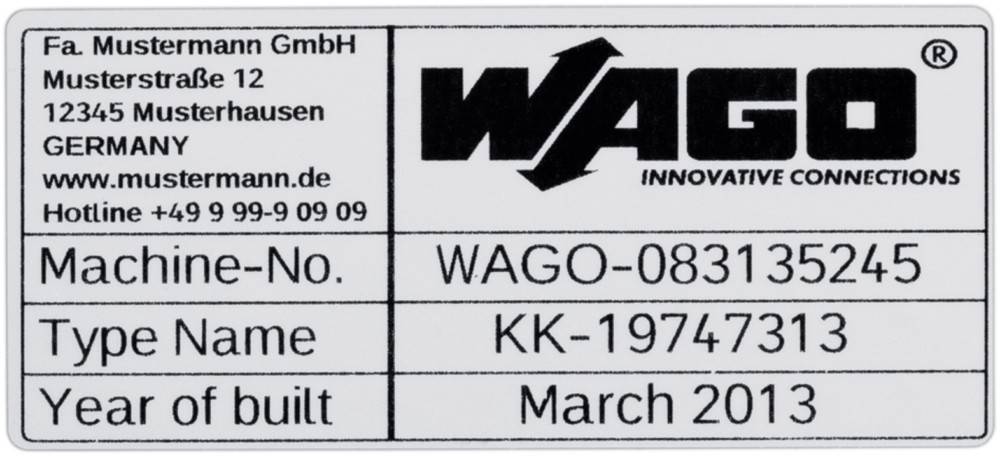 WAGO GmbH & Co. KG Typenschilder 70x33mm si 210-802