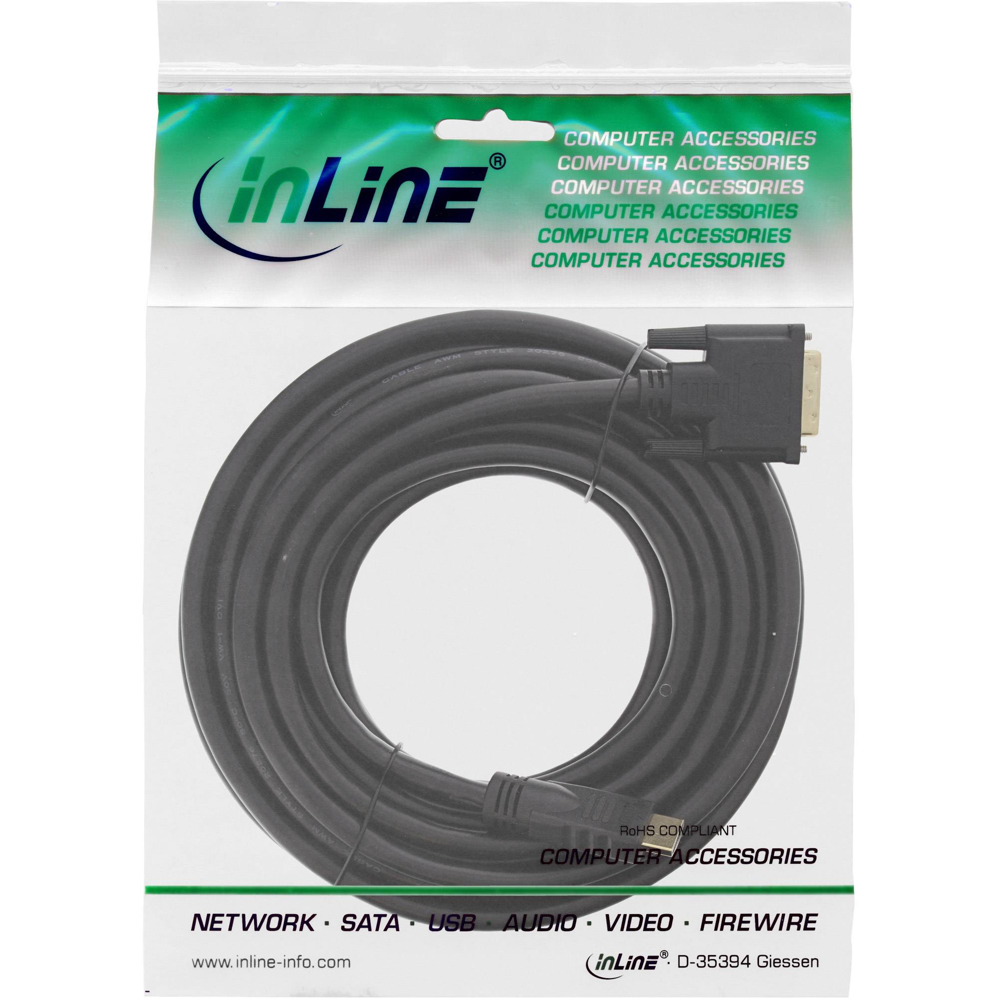 INLINE - HDMI-DVI Kabel - vergoldete Kontakte - HDMI ST auf DVI 18+1 ST - 10m