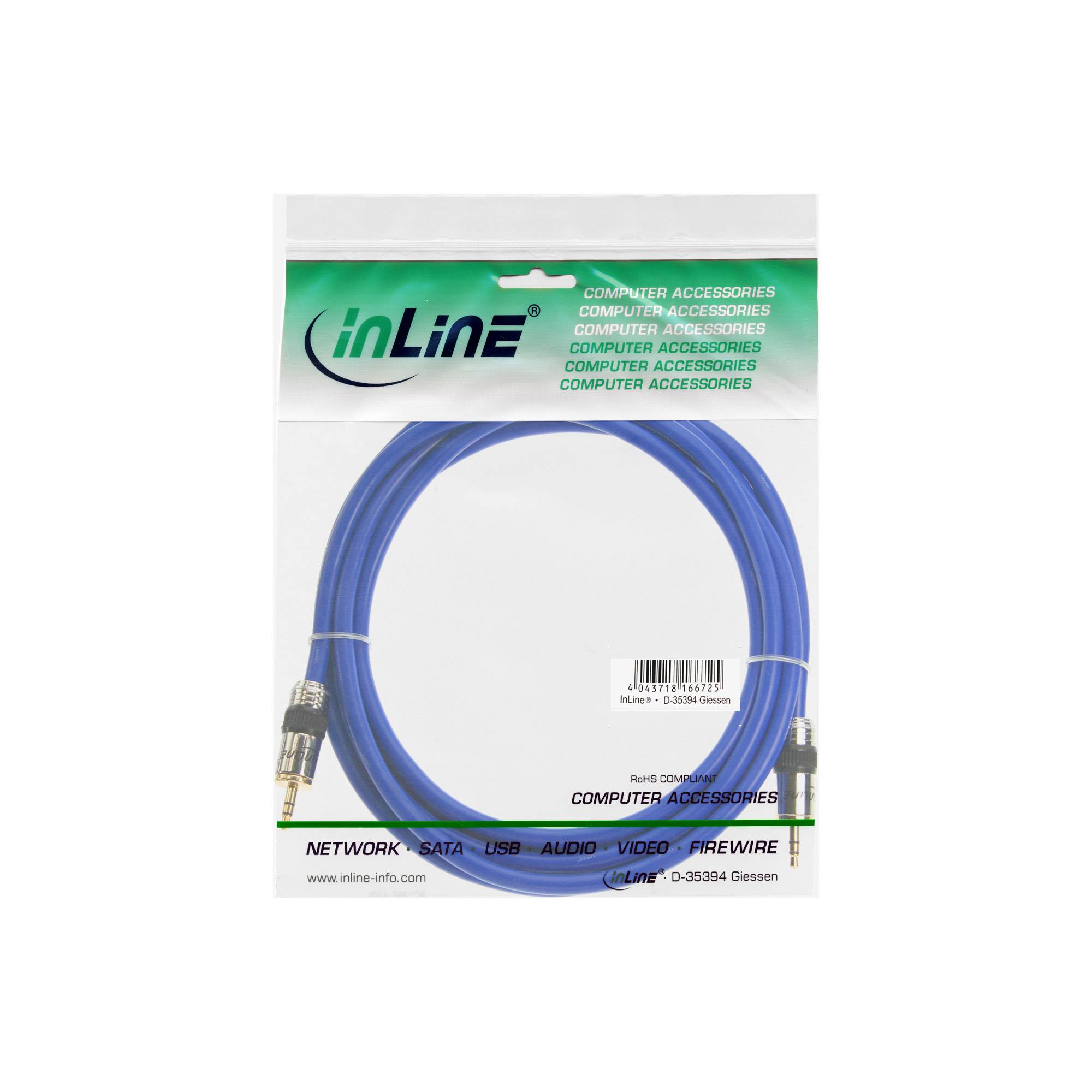 INLINE - Klinken-Kabel PREMIUM - 3,5mm Stecker / Stecker - 20m