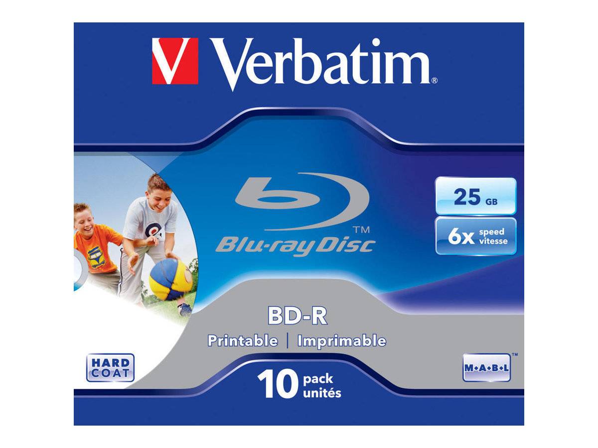 Verbatim - 10 x BD-R - 25 GB 6x - bedruckbare Oberfläche - Jewel Case (Schachtel)